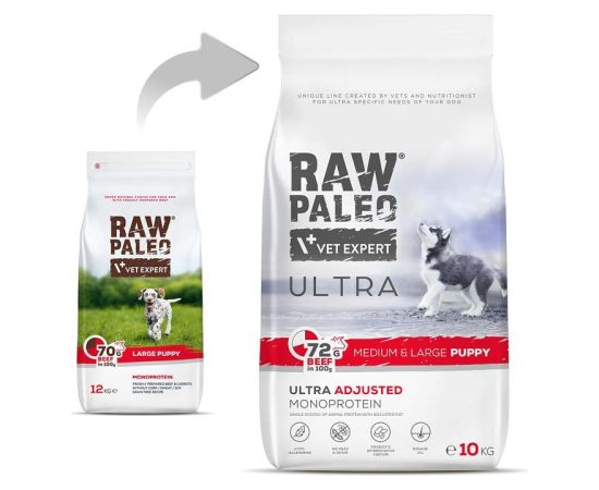 RAW PALEO Ultra Medium&Large Puppy Beef - dry food for puppies - 10 kg