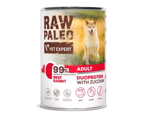 RAW PALEO Duoprotein Beef & Rabbit Adult - wet dog food - 400g