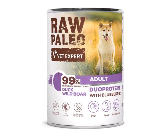 RAW PALEO Duoprotein Duck & Boar Adult - wet dog food - 400g