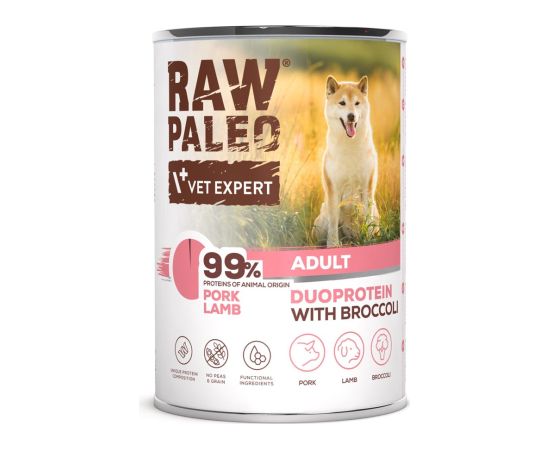 RAW PALEO Duoprotein Pork & Lamb Adult - wet dog food - 400g