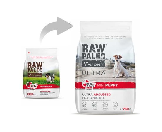 RAW PALEO Ultra Mini Puppy Beef - dry food for puppies of small breeds - 750 g