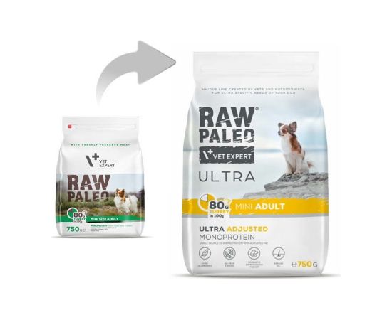 RAW PALEO Ultra Mini Adult Turkey - dry dog ​​food - 750 g