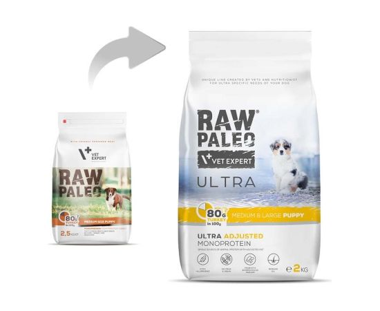 RAW PALEO Ultra Medium&Large Puppy Turkey - dry food for puppies - 2 kg