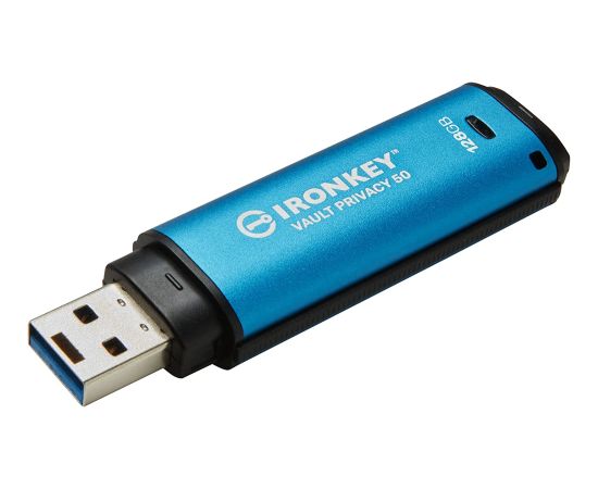 Kingston IronKey Vault Privacy 50 128 GB, USB stick (light blue/black, USB-A 3.2 Gen 1)