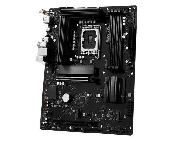 Mainboard ASROCK Intel B860 Express LGA1851 ATX Memory DDR5 Memory slots 4 1xPCI-Express 4.0 16x 1xPCI-Express 5.0 16x 1xM.2 1xHDMI 1xDisplayPort 1xAudio-In 1xAudio-Out 1xMicrophone 2xUSB 2.0 6xUSB 3.2 1xUSB-C 1xRJ45 B860PRO-AWIFI