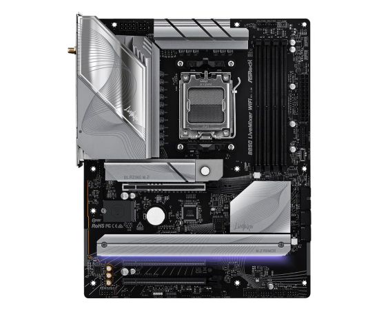 Mainboard ASROCK AMD B850 SAM5 ATX Memory DDR5 Memory slots 4 2xPCI-Express 4.0 16x 1xPCI-Express 5.0 16x 1xM.2 1xHDMI 1xDisplayPort 1xAudio-In 1xAudio-Out 2xUSB 2.0 1xUSB-C 1xOptical S/PDIF 1xRJ45 B850LIVEMIXERWIFI