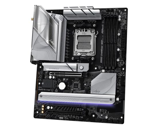 Mainboard ASROCK AMD B850 SAM5 ATX Memory DDR5 Memory slots 4 2xPCI-Express 4.0 16x 1xPCI-Express 5.0 16x 1xM.2 1xHDMI 1xDisplayPort 1xAudio-In 1xAudio-Out 2xUSB 2.0 1xUSB-C 1xOptical S/PDIF 1xRJ45 B850LIVEMIXERWIFI