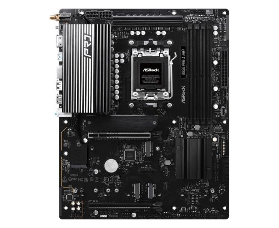 Mainboard ASROCK AMD B850 SAM5 ATX Memory DDR5 Memory slots 4 1xPCI-Express 4.0 16x 1xPCI-Express 5.0 16x 1xM.2 1xHDMI 1xAudio-In 1xAudio-Out 1xMicrophone 6xUSB 2.0 4xUSB 3.2 1xUSB-C 1xRJ45 B850PRO-AWIFI