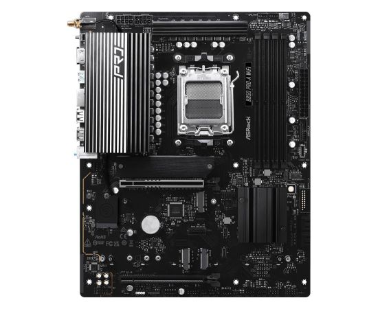 Mainboard ASROCK AMD B850 SAM5 ATX Memory DDR5 Memory slots 4 1xPCI-Express 4.0 16x 1xPCI-Express 5.0 16x 1xM.2 1xHDMI 1xAudio-In 1xAudio-Out 1xMicrophone 6xUSB 2.0 4xUSB 3.2 1xUSB-C 1xRJ45 B850PRO-AWIFI