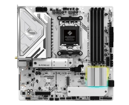 Mainboard ASROCK AMD B850 SAM5 Micro-ATX Memory DDR5 Memory slots 4 4xPCI-Express 4.0 4x	 1xPCI-Express 5.0 16x 1xM.2 1xHDMI 1xDisplayPort 1xAudio-In 1xAudio-Out 1xMicrophone 4xUSB 2.0 3xUSB 3.2 1xUSB-C 1xRJ45 B850MSTEELLEGENDWIFI