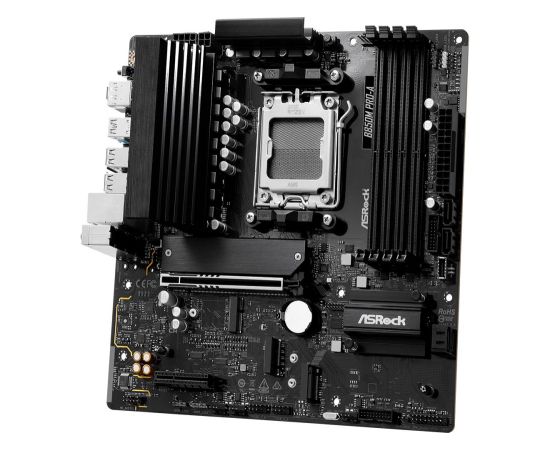 Mainboard ASROCK AMD B850 SAM5 Micro-ATX Memory DDR5 Memory slots 4 1xPCI-Express 4.0 4x	 1xPCI-Express 5.0 16x 1xM.2 1xHDMI 1xDisplayPort 1xAudio-In 1xAudio-Out 1xMicrophone 4xUSB 2.0 3xUSB 3.2 1xUSB-C 1xRJ45 B850MPRO-A