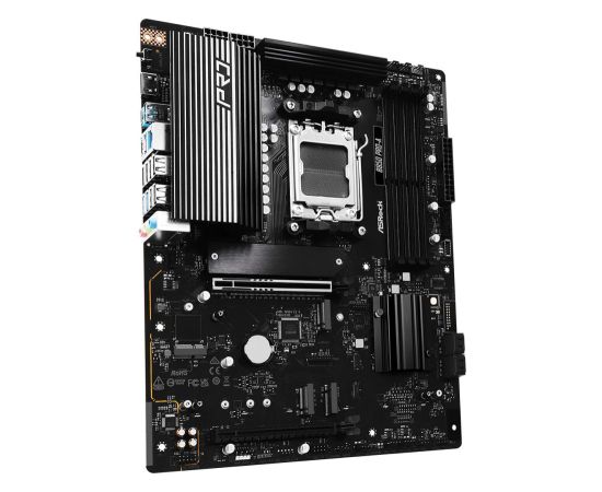 Mainboard ASROCK AMD B850 SAM5 ATX Memory DDR5 Memory slots 4 1xPCI-Express 4.0 16x 1xPCI-Express 5.0 16x 1xM.2 1xHDMI 1xAudio-In 1xAudio-Out 1xMicrophone 6xUSB 2.0 4xUSB 3.2 2xUSB-C 1xRJ45 B850PRO-A