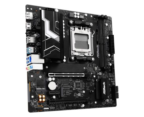 Mainboard ASROCK AMD B850 SAM5 Micro-ATX Memory DDR5 Memory slots 2 1xPCI-Express 4.0 1x 2xPCI-Express 4.0 16x 1xM.2 1xHDMI 1xDisplayPort 1xAudio-In 1xAudio-Out 1xMicrophone 2xUSB 2.0 3xUSB 3.2 1xUSB-C 1xRJ45 B850M-X