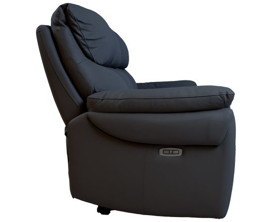 Recliner sofa BOWEN 3-seater with electric mechanism, dark grey genuine leather