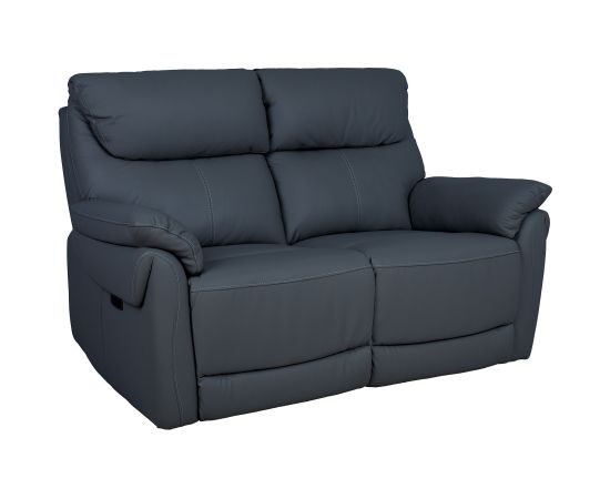 Recliner sofa BOWEN 2-seater with electric mechanism, dark grey genuine leather