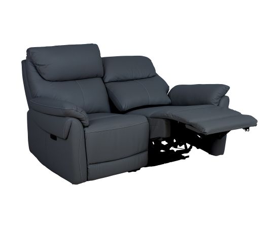 Recliner sofa BOWEN 2-seater with electric mechanism, dark grey genuine leather