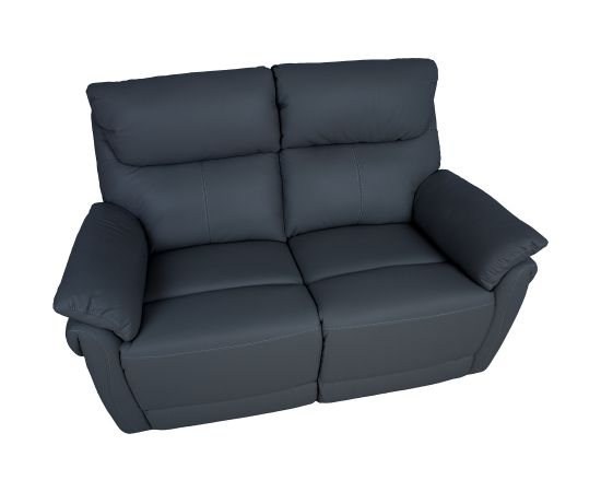 Recliner sofa BOWEN 2-seater with electric mechanism, dark grey genuine leather