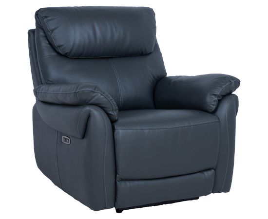 Recliner armchair BOWEN with electric mechanism, dark grey genuine leather