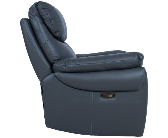 Recliner armchair BOWEN with electric mechanism, dark grey genuine leather