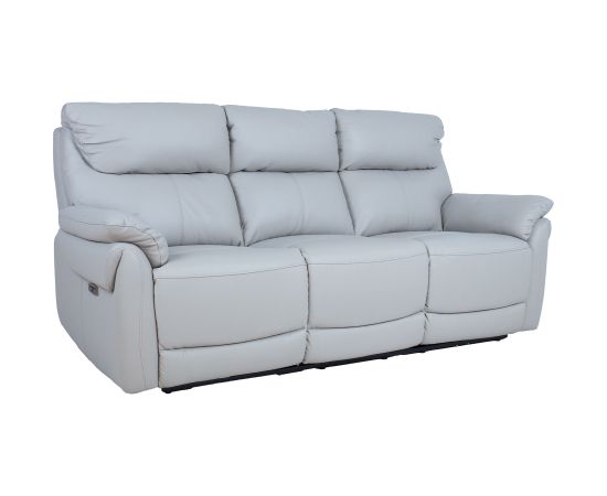 Recliner sofa BOWEN 3-seater with electric mechanism, beige genuine leather