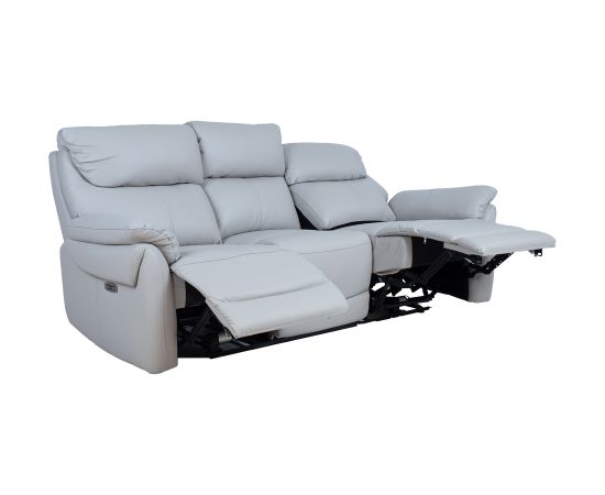 Recliner sofa BOWEN 3-seater with electric mechanism, beige genuine leather