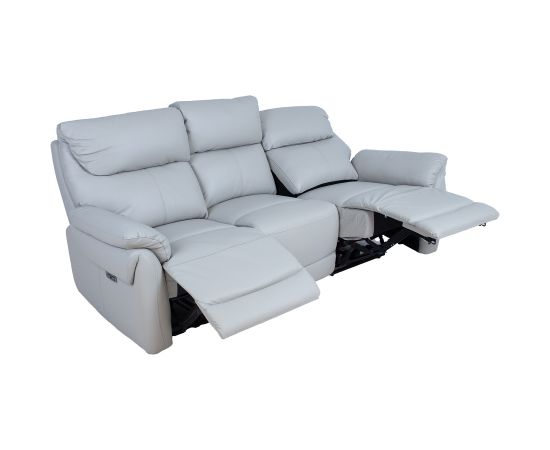 Recliner sofa BOWEN 3-seater with electric mechanism, beige genuine leather