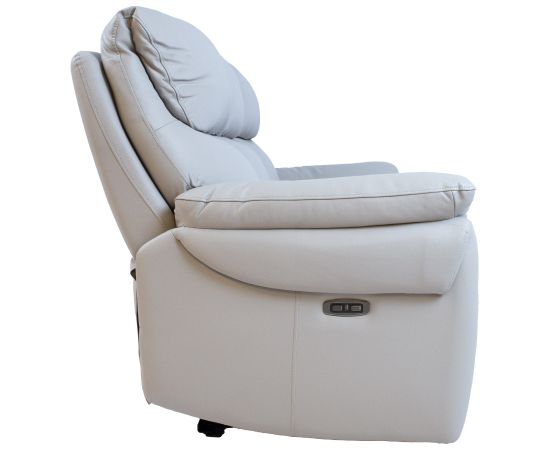 Recliner sofa BOWEN 3-seater with electric mechanism, beige genuine leather