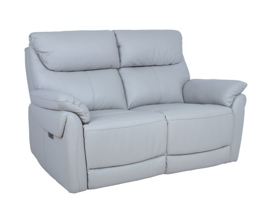 Recliner sofa BOWEN 2-seater with electric mechanism, beige genuine leather