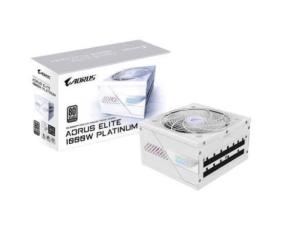 GIGABYTE AORUS ELITE P1000W ICE Power Supply Unit - PCIe 5.0, 80 PLUS Platinum, Fully modular design, 120mm Fan, ATX 3.0 compatible, EU Plug