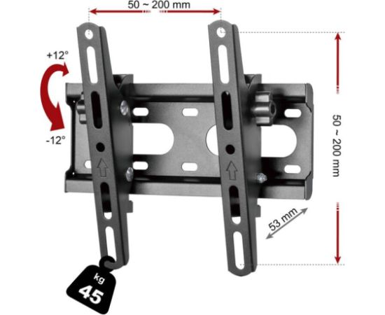 Electriclight TV stiprinājums pie sienas 13-40 collas, melns - FN C11T