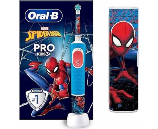 Szczoteczka Braun Oral-B Vitality Pro Kids Spiderman, Child, Rotating-oscillating toothbrush, Daily care, Sensitive, Super sensitive, Blue, Red, 7800 movements per minute, 4 x 30 sec