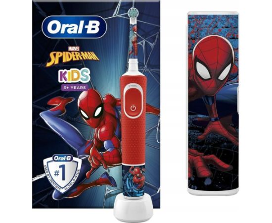 Szczoteczka Braun Oral-B Vitality Pro Kids Spiderman, Child, Rotating-oscillating toothbrush, Daily care, Sensitive, Super sensitive, Blue, Red, 7800 movements per minute, 4 x 30 sec