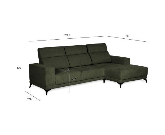 Corner sofa DARLA PN dark green