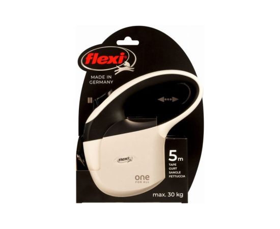 FLEXI One for All S white - black - automatic dog leash for dogs up to 30kg - 5m