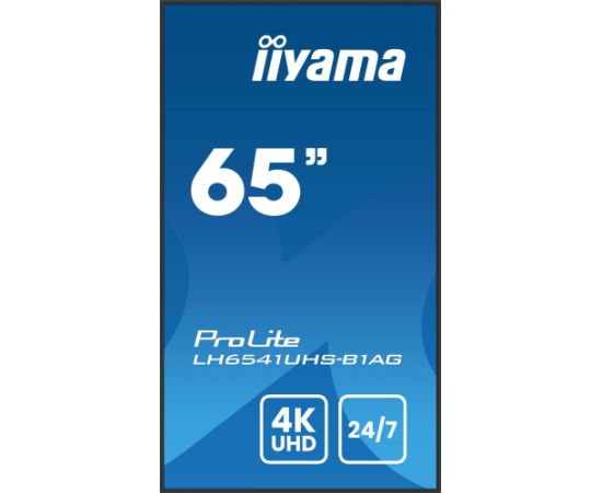 iiyama LH6541UHS-B1AG signage display 163,8 cm (64.5") LCD 500 cd/m 4K Ultra HD Czarny 24/7