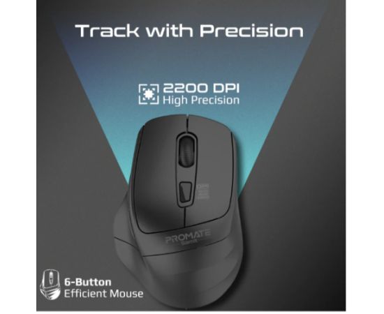 Promate Samit Silent Click Ergonomiskā Bezvadu pele 2.4GHz / 2200 DPI