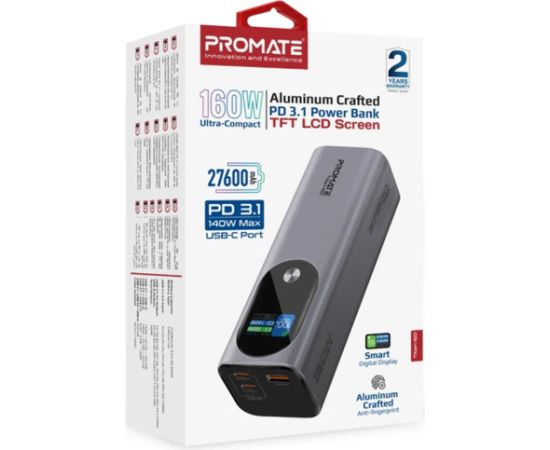 Promate Titan-160 Ārējas uzlādes baterija 160W / 27600mAh / USB-C PD / QC3.0