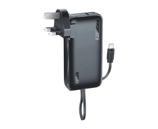 Promate PowerPack-10C Переносная зарядная батарея 22W / 10000mAh / USB-C PD / 220V EU/US/UK