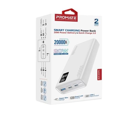 Promate Bolt-20PD Переносная зарядная батарея 20000mAh / USB-C PD 20W