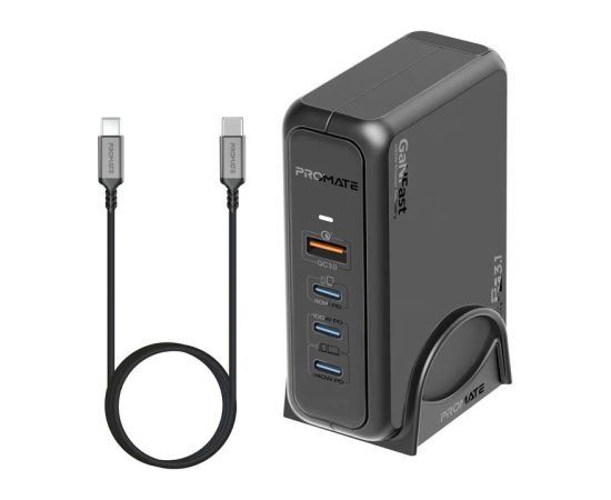 Promate GaNPort-140W GaNFast™ Зарядная станция 140W / USB-C PD 3.1 / QC3.0