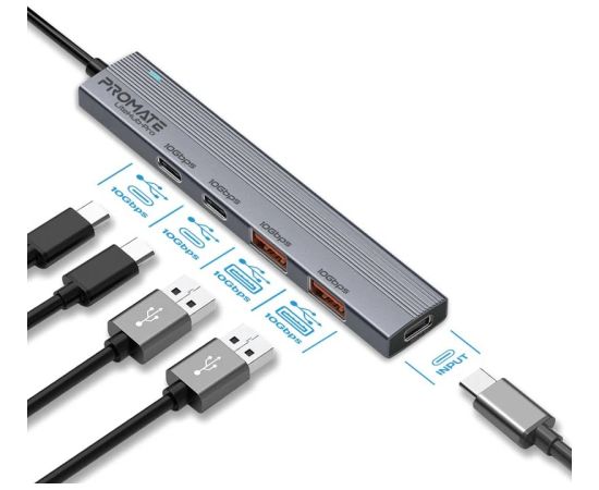 Promate LiteHub-Pro Hub 10Gbps 15W / 2x USB-A 3.2 / 2x USB-C 3.2