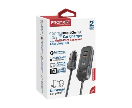 Promate GearHub-120W Автомобильное зарядное устройство 120W / 2x USB-C / 2x USB-A