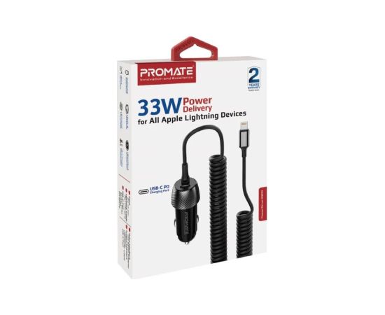 Promate PowerDrive-33PDI Auto lādētājs 33W / Lightning + USB-C