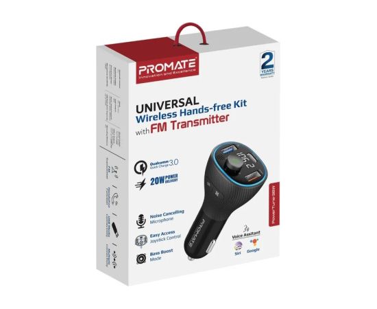 Promate PowerTune-38W Bluetooth 5.1 FM Raidītājs QC3.0 / PD20W / QC3.0 / Hands-free