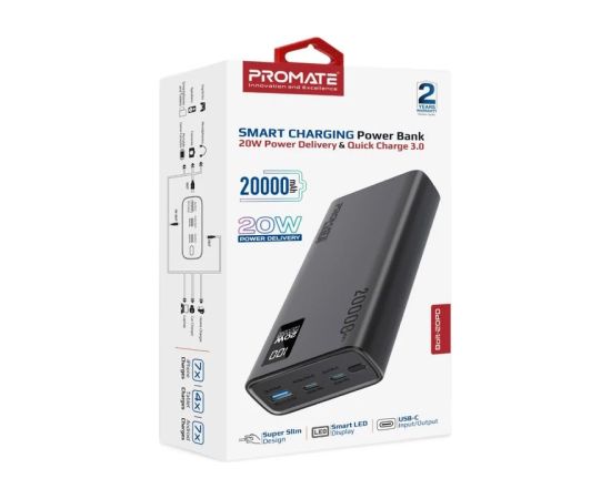 Promate Bolt-20PD Переносная зарядная батарея 20000mAh / USB-C PD 20W