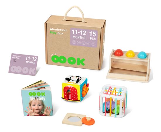 Montessori mācību spēļu kaste XXL 7in1, sensorā 16-18 mēn., krāsaina