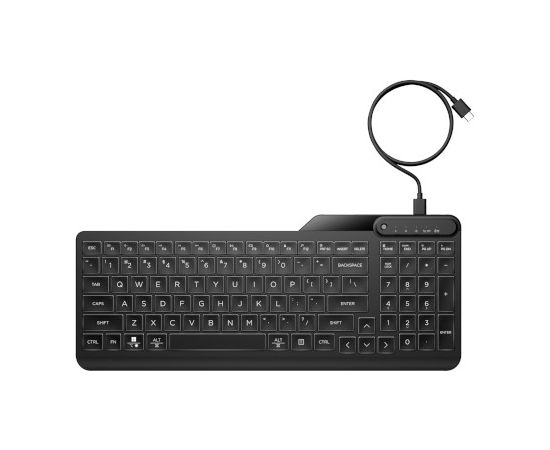 HP 405 Backlit USB-C Wired 24/7 Keyboard, Spill Resistant, Sanitizable, Programmable, Adjustable Tilt and LED brightness - Black - ESTONIAN / 7N7C1AA#ARK