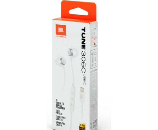 JBL Tune 305C USB-C White austiņas, baltas