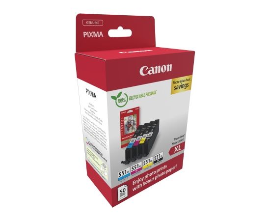 Canon CLI-551XL (6443B008) Ink Cartridge Multipack, C/M/Y/BK