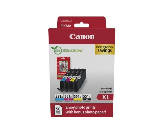 Canon CLI-551XL (6443B008) Ink Cartridge Multipack, C/M/Y/BK